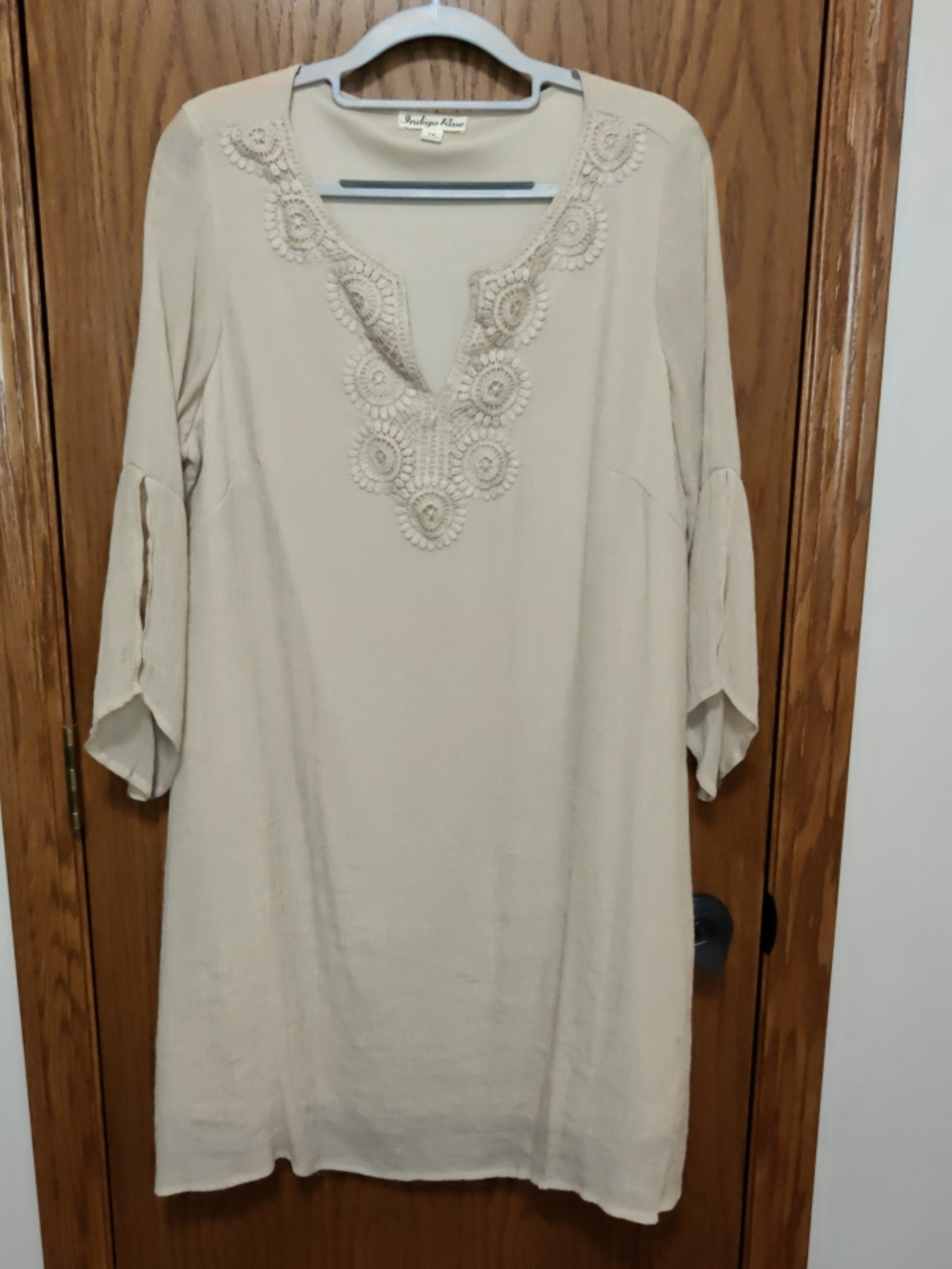 Women's Indigo Rose Cream Crochet-Trim Mini Dress, Size 1X